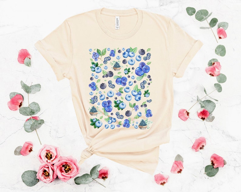 Blueberry Cottage Core T-Shirt Blueberry Clothes Blueberry Shirt Garden Aesthetic Clothing Cottagecore Clothes Botanical Top Blueberry Print 