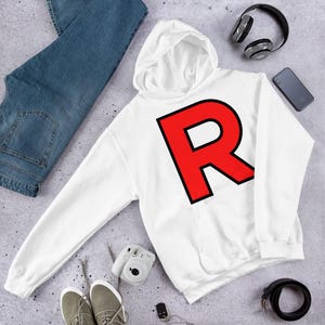Team Rocket Hoodie Sweatshirt Jumper Anime Hoodie Halloween Costume Anime Cosplay Team Rocket R Waifu Weeb Gifts
