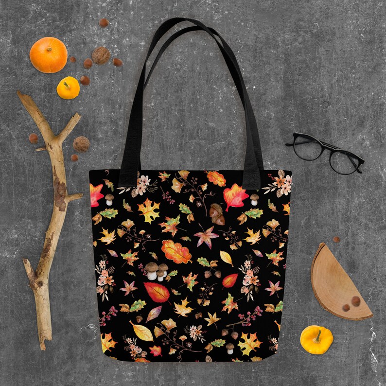 Autumn Leaves Cottage Core Tote Bag Fall Aesthetic Watercolor - Etsy