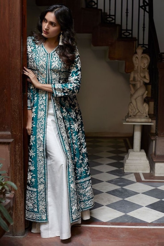 Designer Khadi Cotton Dress With Heavy Khadi Cotton Palazzo for