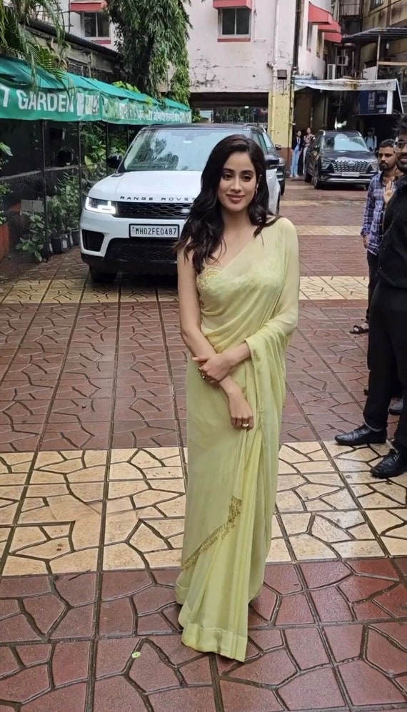 Jhanvi Kapoor Yellow Saree Sari With Stitched Blouse Ready to Wear Indian  Wedding Saree Designer Partywear Saree Wedding Bridal Wear Sarees -   Canada