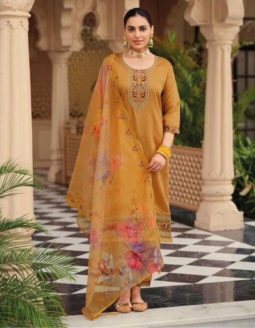Pakistani SemiStitched Exclusive Plus Size Net Wedding Designer Suit Dry  clean
