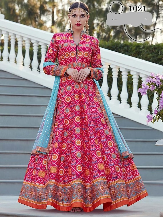 Heavy Premium Silk Long Dress Indian Gown Ethnic Wear Party - Etsy Singapore