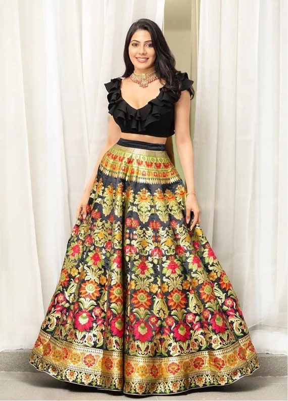 black lehenga crop top