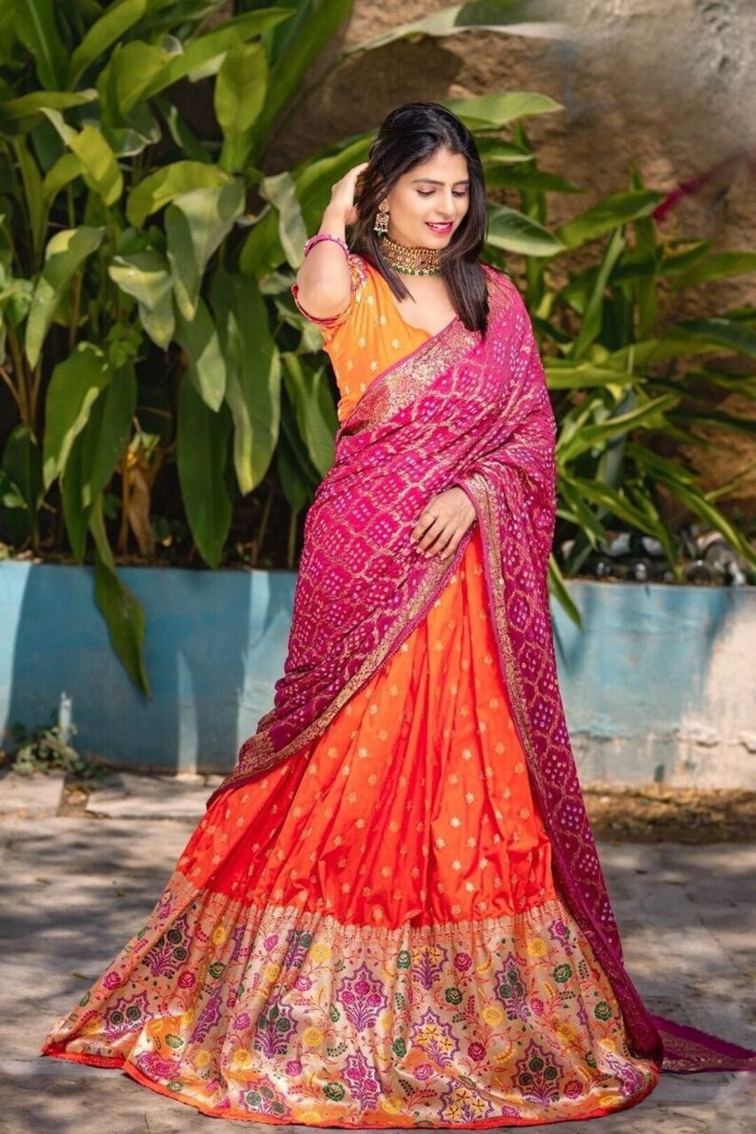 Buy Maharashtrian pathiani south Indian Lehenga Choli for Women Online in  India - Etsy