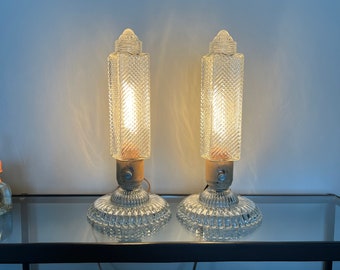 Vintage Art Deco Skyscraper / Chrysler Boudoir Lamps Set of