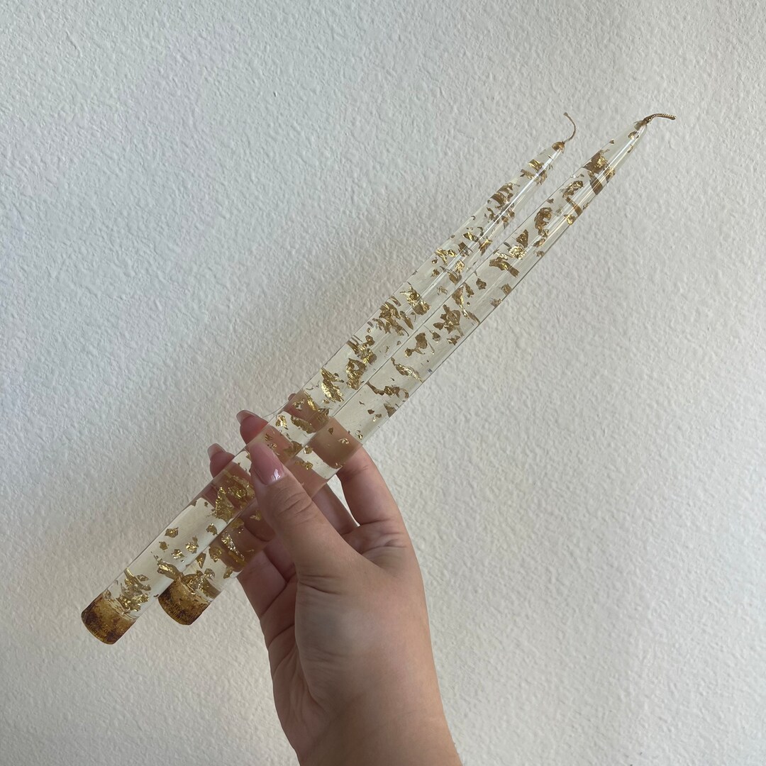 Vintage Lucite and Gold Foil Taper Candle Vintage Home Decor Etsy