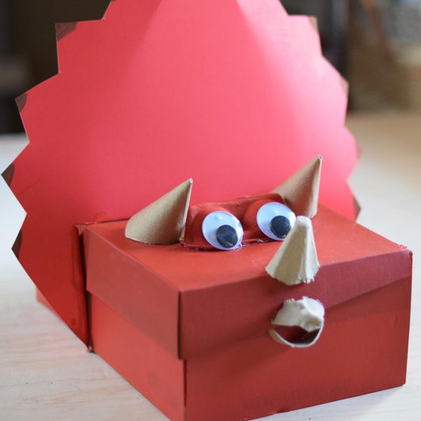 Dinosaur Triceratops Valentine Box Instructions, Printable Plans for Boy Mailbox for School Valentine's Day Cards, Instant Download PDF