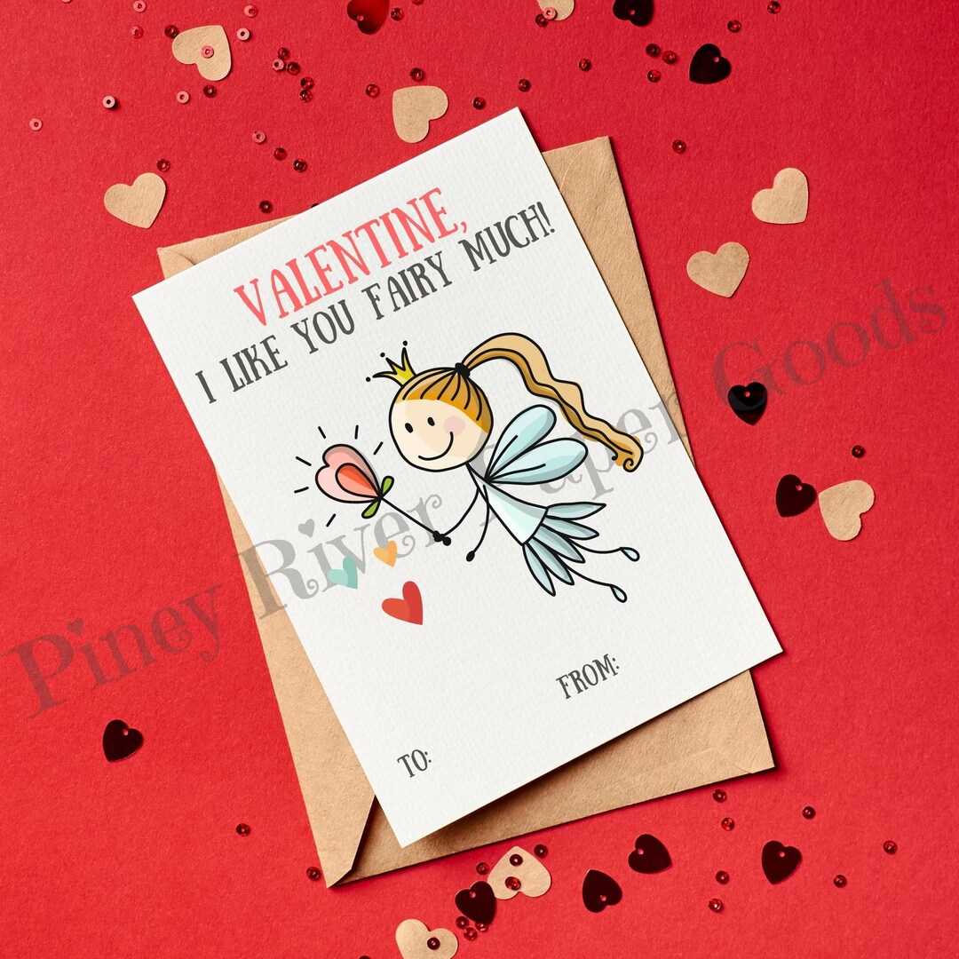 Printable Fairy Valentines for Kids, Family Valentines, Fairy Valentine ...