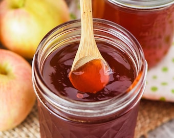 Receta fácil de jalea de manzana casera sin pectina. Descarga digital instantánea.