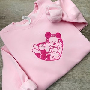 Frühlingsliebe valentines Mickey und Minnie bestickte Sweethearts nite Pullover