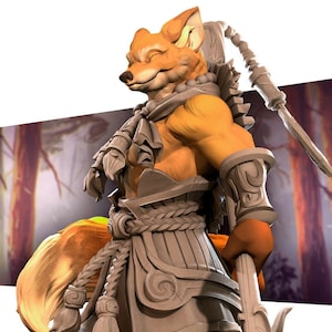 Foxfolk Monk - Kitsune Fighter Staff - Bite the Bullet - Fantasy D&D Miniature