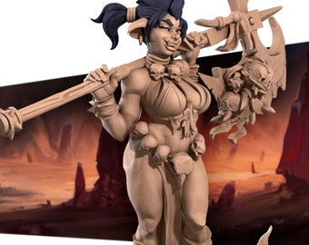 Goblin - Pin-up - Muerde la bala - Miniatura de fantasía de Dungeons and Dragons de 32 mm