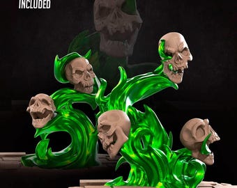 3x Flaming Skulls Undead Skeleton - Bite the Bullet - Dungeons & Dragons 35mm
