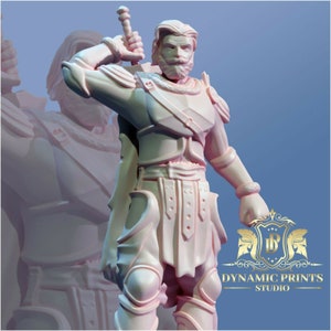 Gregor - Luchador humano con espada grande - Miniatura exclusiva de 35 mm de Dynamic Prints para D&D