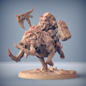 Dwarf Brewmaster on Boar - Artisan Guild Fantasy Dungeons and Dragons Miniature