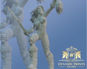 Sonja - Pinup Barbarian Fighter NSFW - Dynamic Prints D&D Mini Subject:Nudes