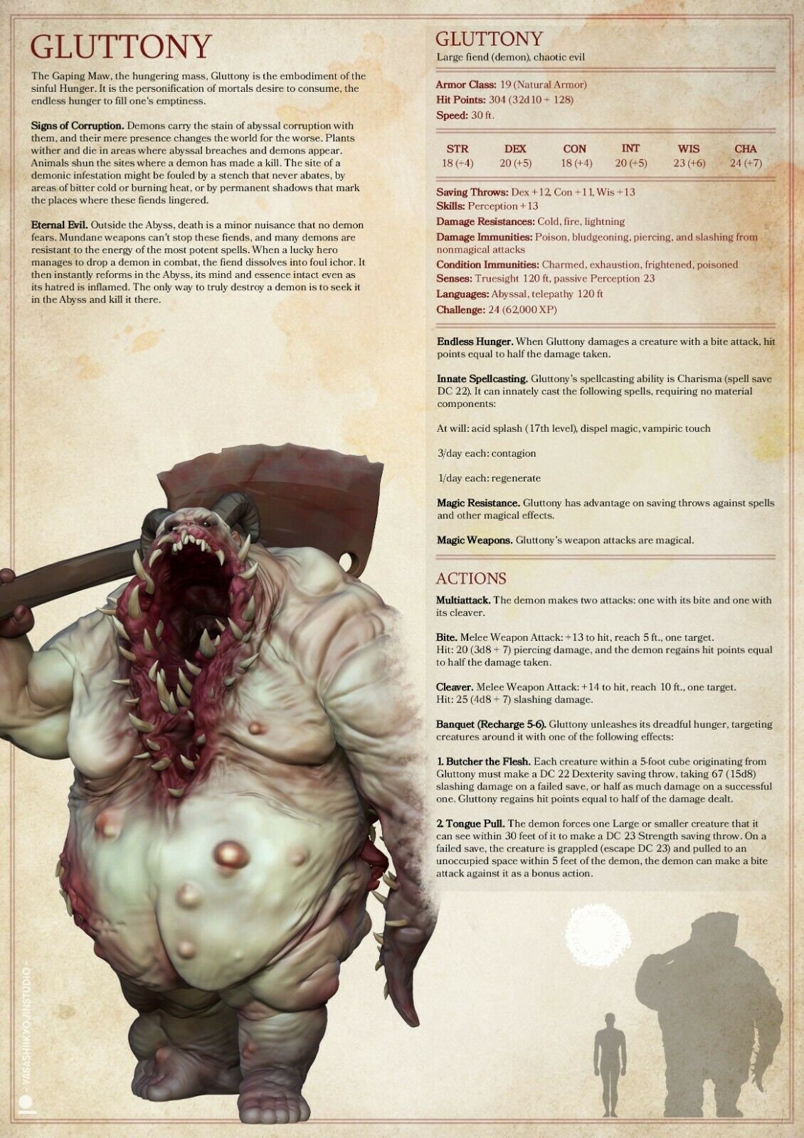 Giant Gluttony Demon Yasashii Monster Dungeons and Dragons 32mm Fantasy D&D  - Etsy
