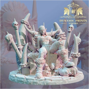 Dorcia Female Orc Warchief Throne - Dynamic Prints Exclusive 35mm Miniature D&D