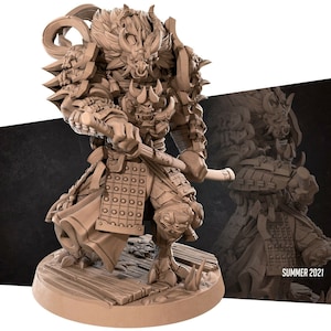 Dragonborn Oni Samurai Epic Boss Fighter - Bite the Bullet Fantasy D&D Miniature