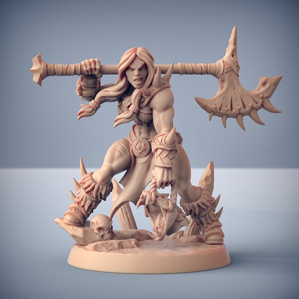 Barbarian Axe Hero Snakeslayer - Artisan Guild Fantasy Dungeons and Dragons Mini