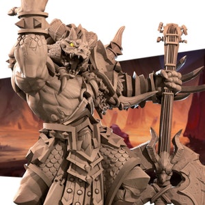 Dragonborn Metal Bard Barbarian Dragon - Bite the Bullet Fantasy D&D Miniature