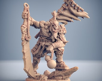 Señor de la guerra orco Oni - Miniatura de mesa de Dungeons and Dragons de Artisan Guild Fantasy, 32 mm