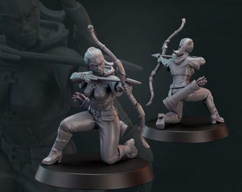 Guarda Florestal Feminina - Arqueira de Combate - Galaad Miniatures - Dungeons and Dragons