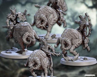 Goatmen Ram Riders Cavalry War Beasts - Artisan Guild Dungeons & Dragons 32mm