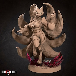 Foxfolk Kitsune 9 Tailed Fox - Pinup - Bite the Bullet - Fantasy D&D Miniature