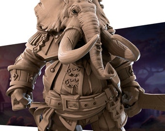 Loxodon Commander Fighter - Bite the Bullet Unit 32mm Fantasy Fantasy D&D