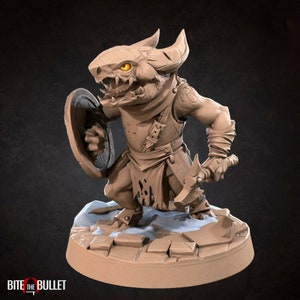 Kobold Warrior Axe and Shield Fighter - Bite the Bullet - Fantasy D&D Miniature