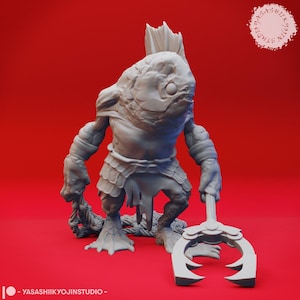 Kuo-toa Merfolk Fishman Trap -  Monster - Yasashii -  Dungeons and Dragons 32mm