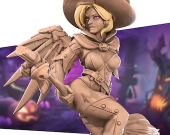 Hechicera Bruja - Pin-up - Muerde la Bala - Miniatura de Dungeons and Dragons de Fantasía 32 mm