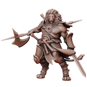 Leonin Barbarian - Fighter - Dungeons and Dragons - Fantasy Miniature Tabletop