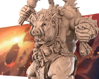 Quilboar Chief Boss - Razorback - Bite the Bullet - Dungeons and Dragons 35mm
