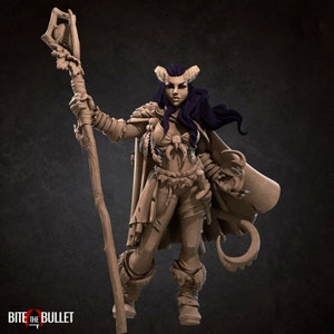 Tiefling Druid Character - Bite the Bullet - 32mm Fantasy D&D Miniature Tabletop