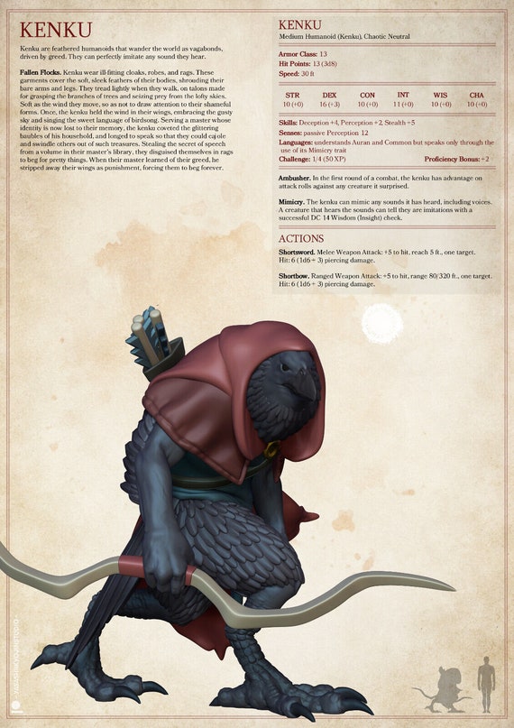 Kenku Ranger / Rogue - Yasashii - Monster Dungeons & Dragons 32mm