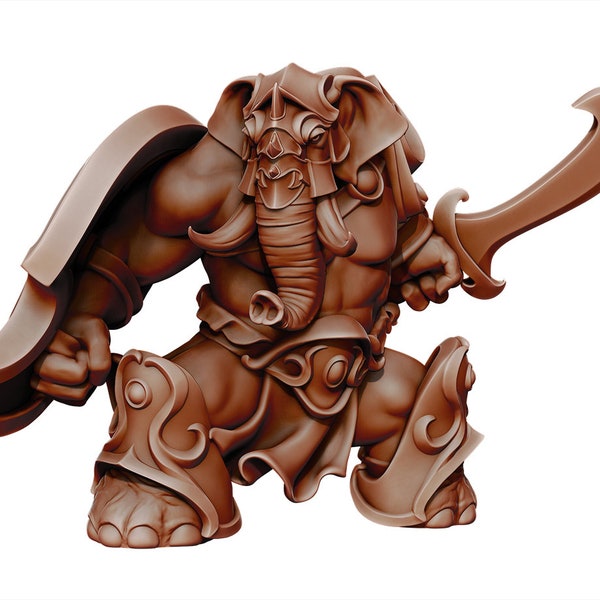 Loxodon Fighter Paladin - Dungeons and Dragons - Fantasy Miniature Tabletop