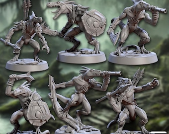 Lizardfolk Warriors Lizardmen Fighters - Artisan Guild  Dungeons & Dragons 32mm