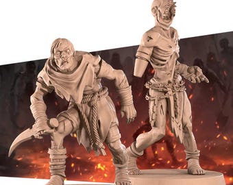 2x Undead Zombie Feral Ghouls - Bite the Bullet - Dungeons & Dragons 35mm