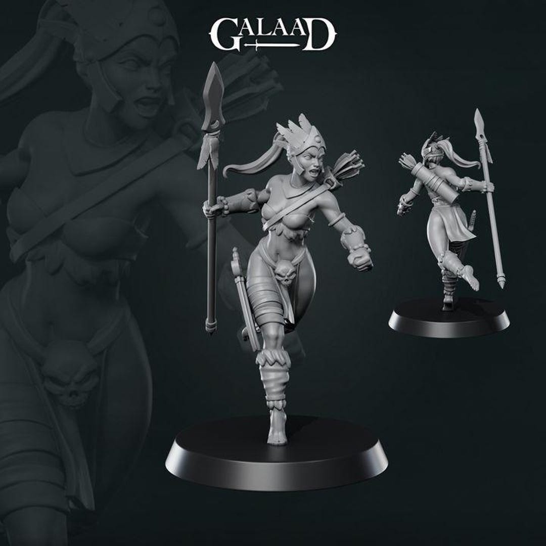 Amazonian Warrior Woman - Spear - Galaad Miniatures - Dungeons and ...