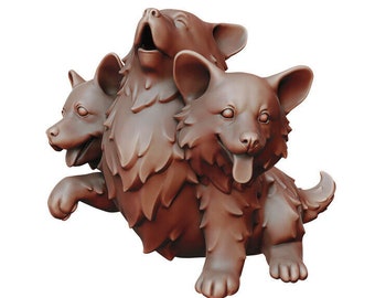 Baby Cerberus Miniature – Dungeons and Dragons Tabletop RPG, 32mm