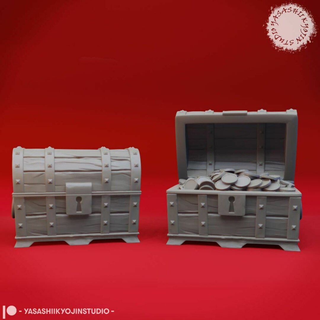 Mimic pirata | set 2 pezzi | forziere tesoro cassa miniatura 3D resina