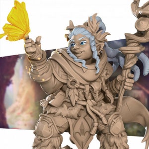 Halfing Female Druid - Staff - Bite the Bullet - Fantasy D&D Miniature