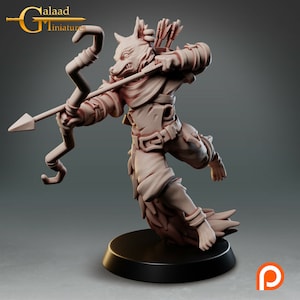 Kitsune Archer Ranger - Galaad Miniatures - Fantasy Dungeons and Dragons Mini