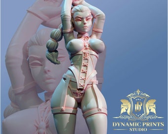 Elara Dark Elf Drow Pinup Skimpy Corset NSFW - Dynamic Prints 35mm Miniature D&D
