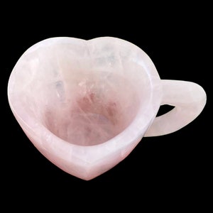 Hand Carved Rose Quartz Heart Cup: Home Decor Gift