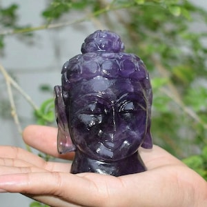 Amethyst Buddha Handmade carving of serene and meditating Lord Buddha purple Buddha Home Decor Amethyst BuddhaHead