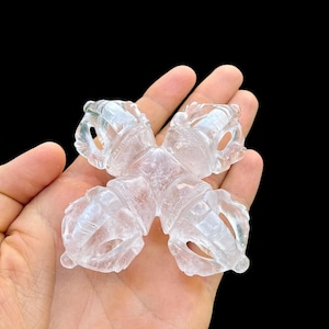 Hand Carved Crystal Dorje/Vajra | pure rock crystal | Clear Quartz Dorje | Vajra | Handcarved Dorje in Clear Quartz | Quartz Carving